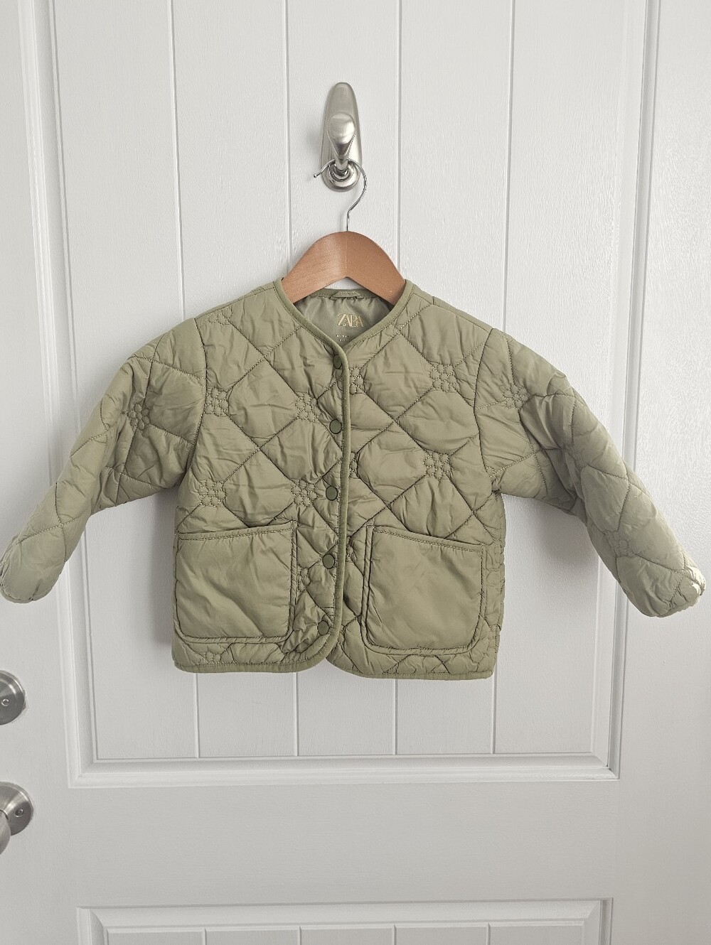 ZARA Girls 3-4 Pale Green Puffer Jacket